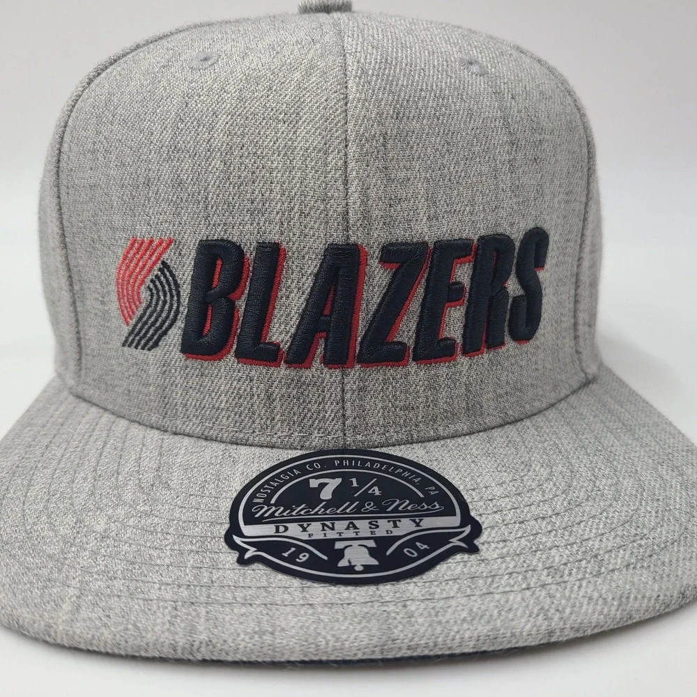Portland Trail Blazers Hat Fitted 7 1/4 Mitchell & Ness Gray NBA Wool Blend Men
